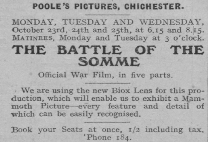 Chichester Observer. Battle of the Somme, October 1916.